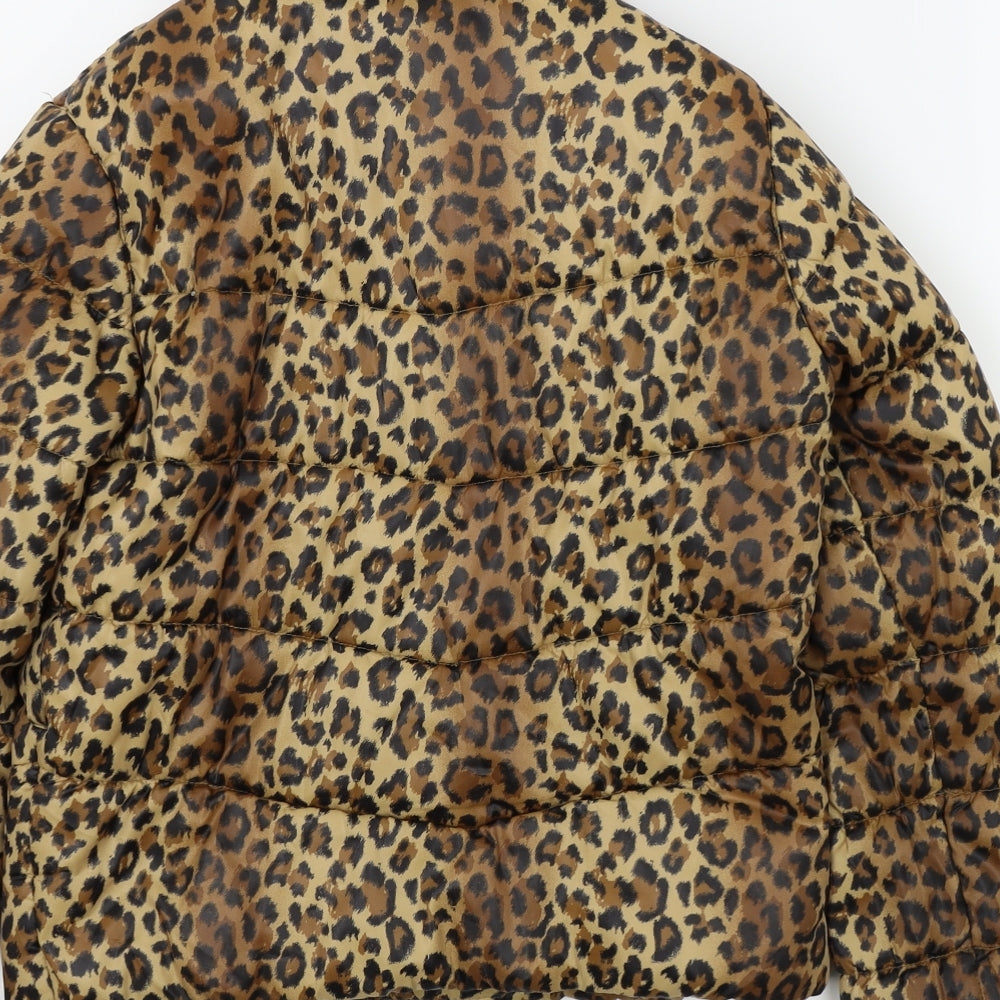 Divided Womens Brown Animal Print  Jacket Coat Size 10