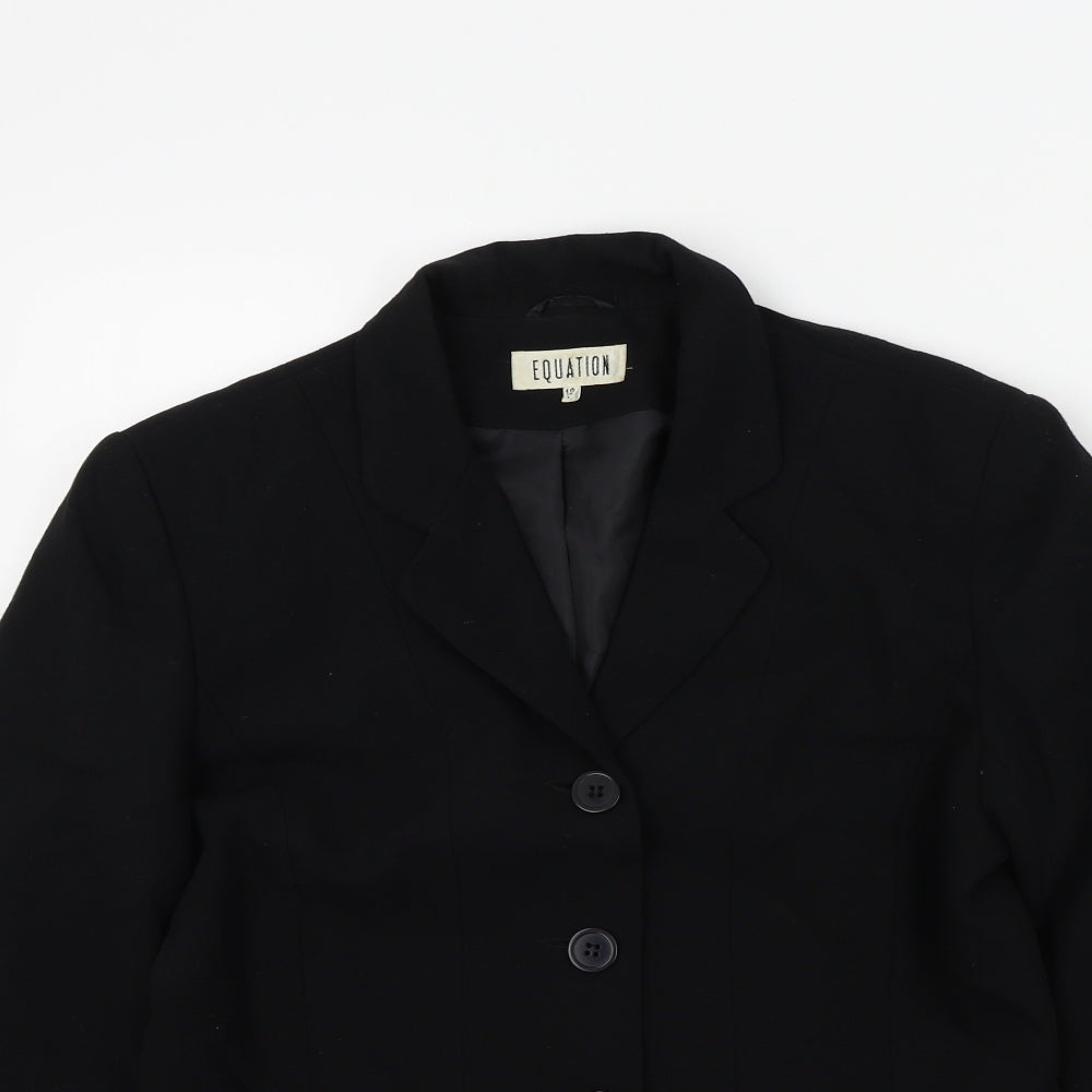 equations Womens Black Colourblock  Jacket Blazer Size 12