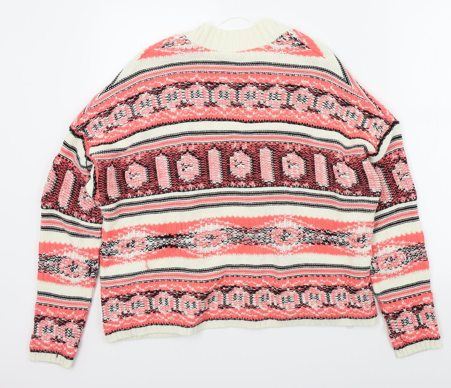 River Island Womens Pink Geometric  Cape Jumper Size 12