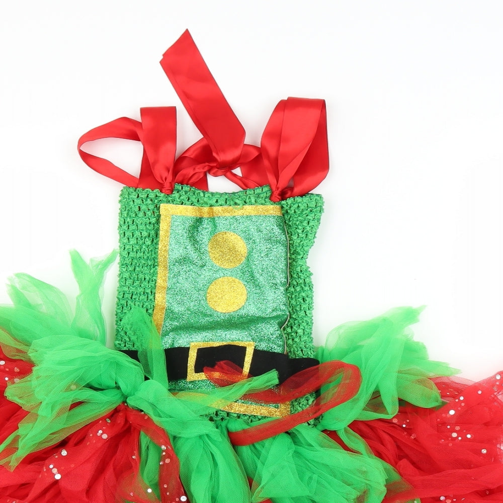 Preworn Girls Green   Tutu Dress  Size 4-5 Years  - Christmas, Costume