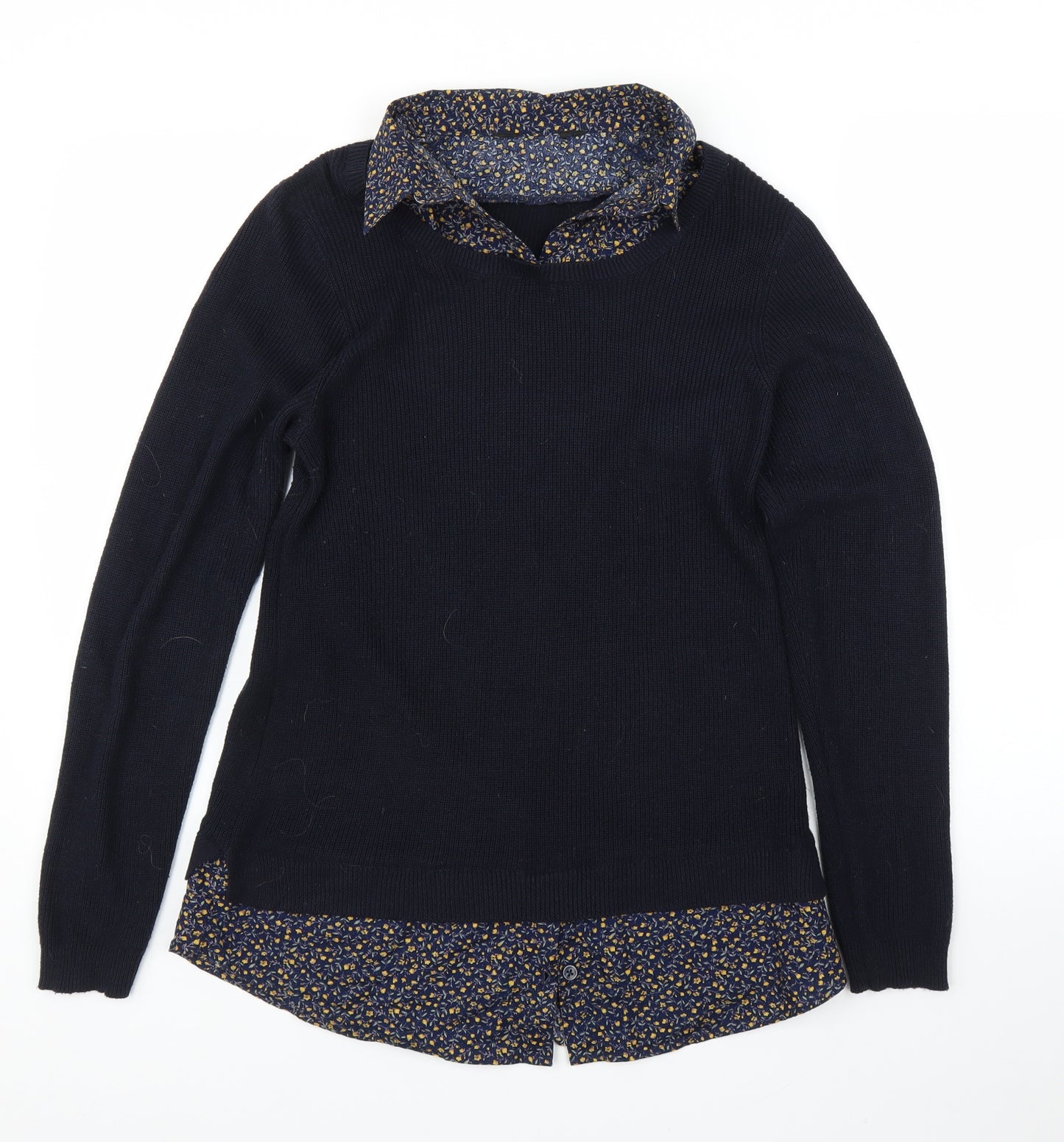 Preworn Womens Blue Floral  Basic Blouse Size M