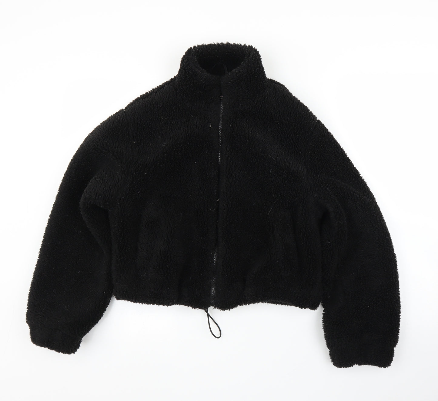 Primark Womens Black  Fleece Bomber Jacket Coatigan Size XS