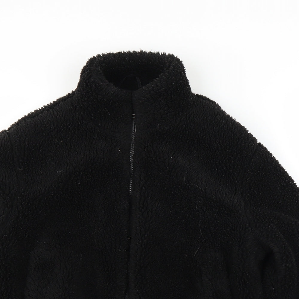 Primark Womens Black  Fleece Bomber Jacket Coatigan Size XS