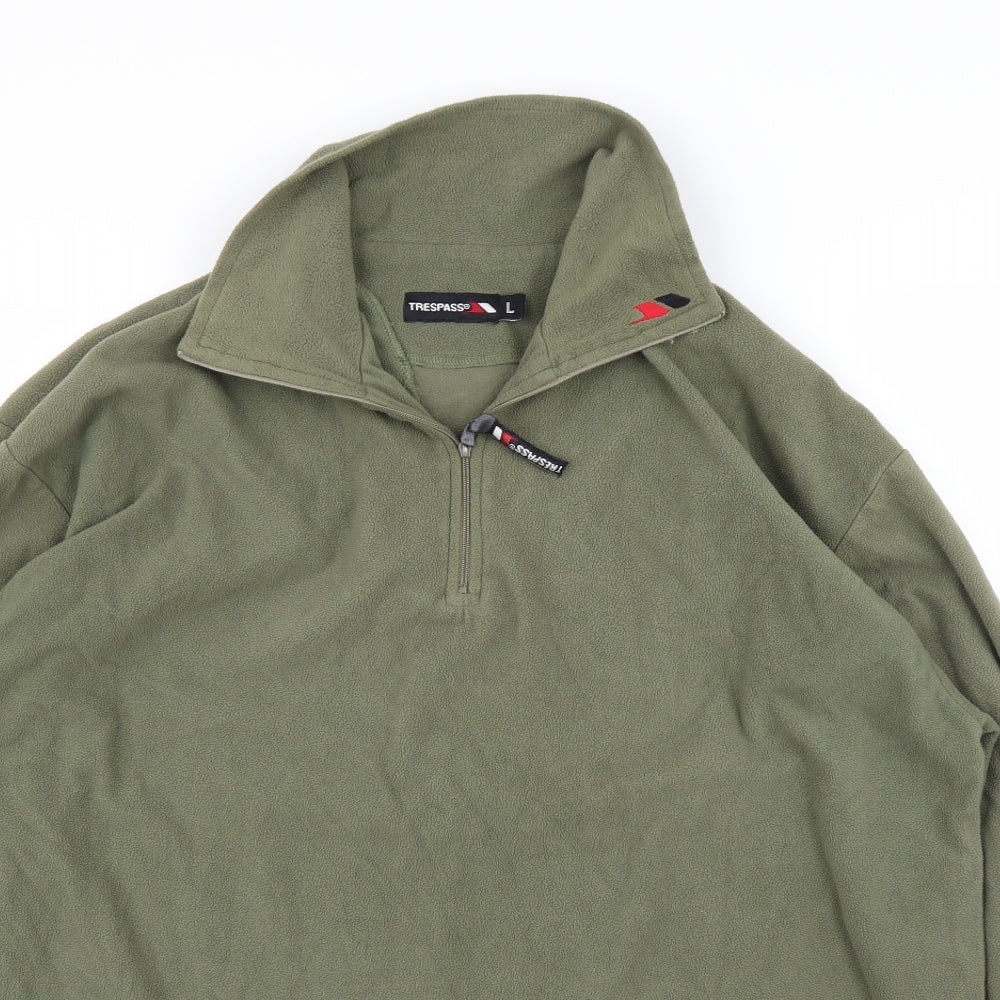 Trespass Mens Green  Fleece Pullover Jumper Size L