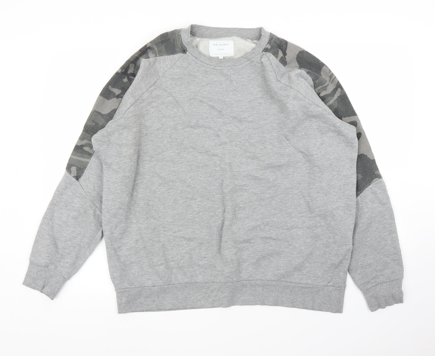 Primark Mens Grey Camouflage  Pullover Jumper Size L