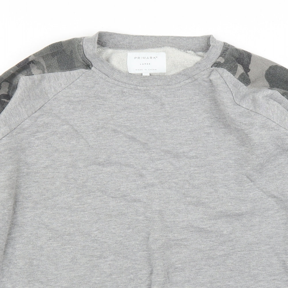 Primark Mens Grey Camouflage  Pullover Jumper Size L