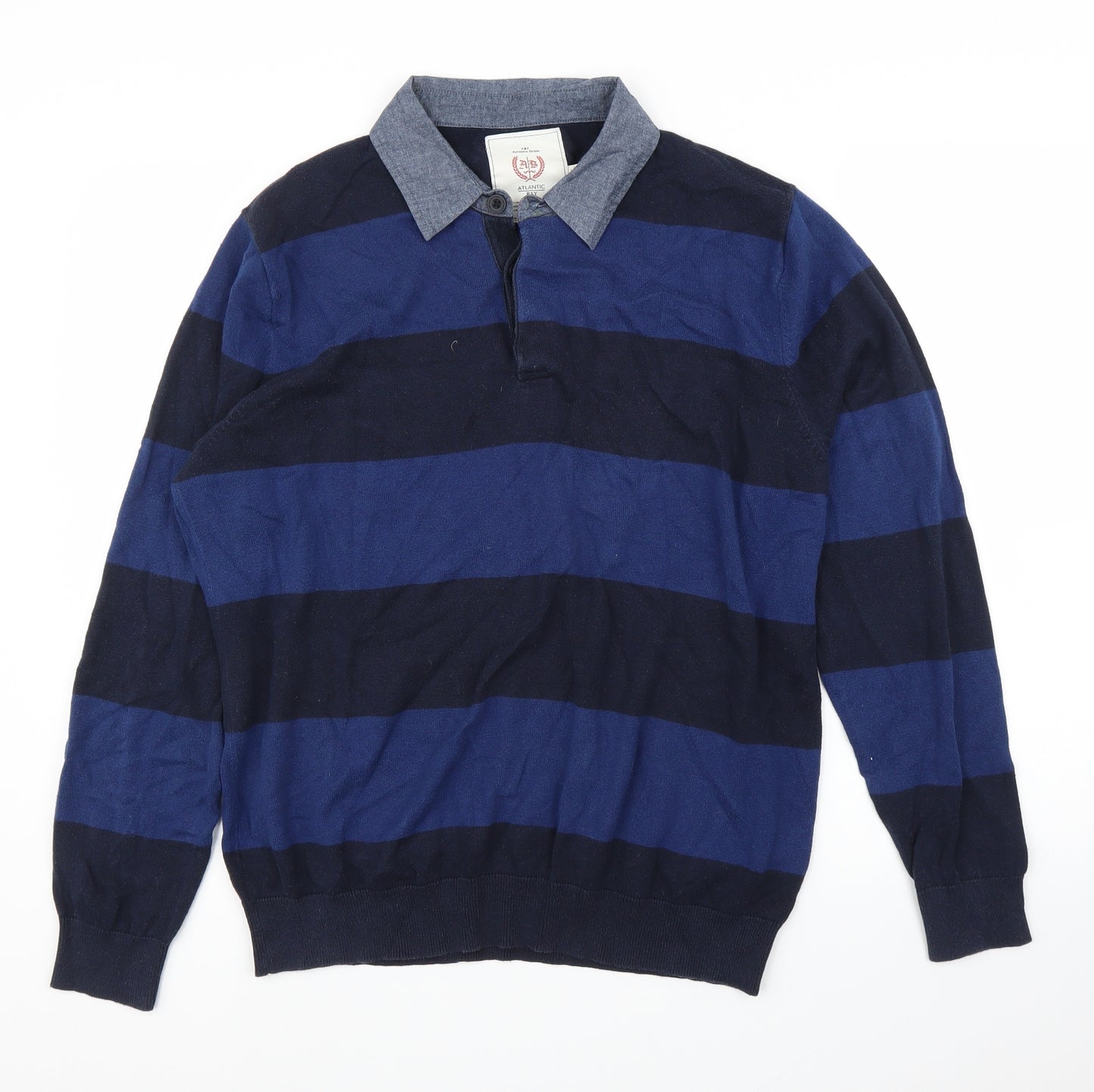 BHS Mens Blue Striped  Pullover Jumper Size L