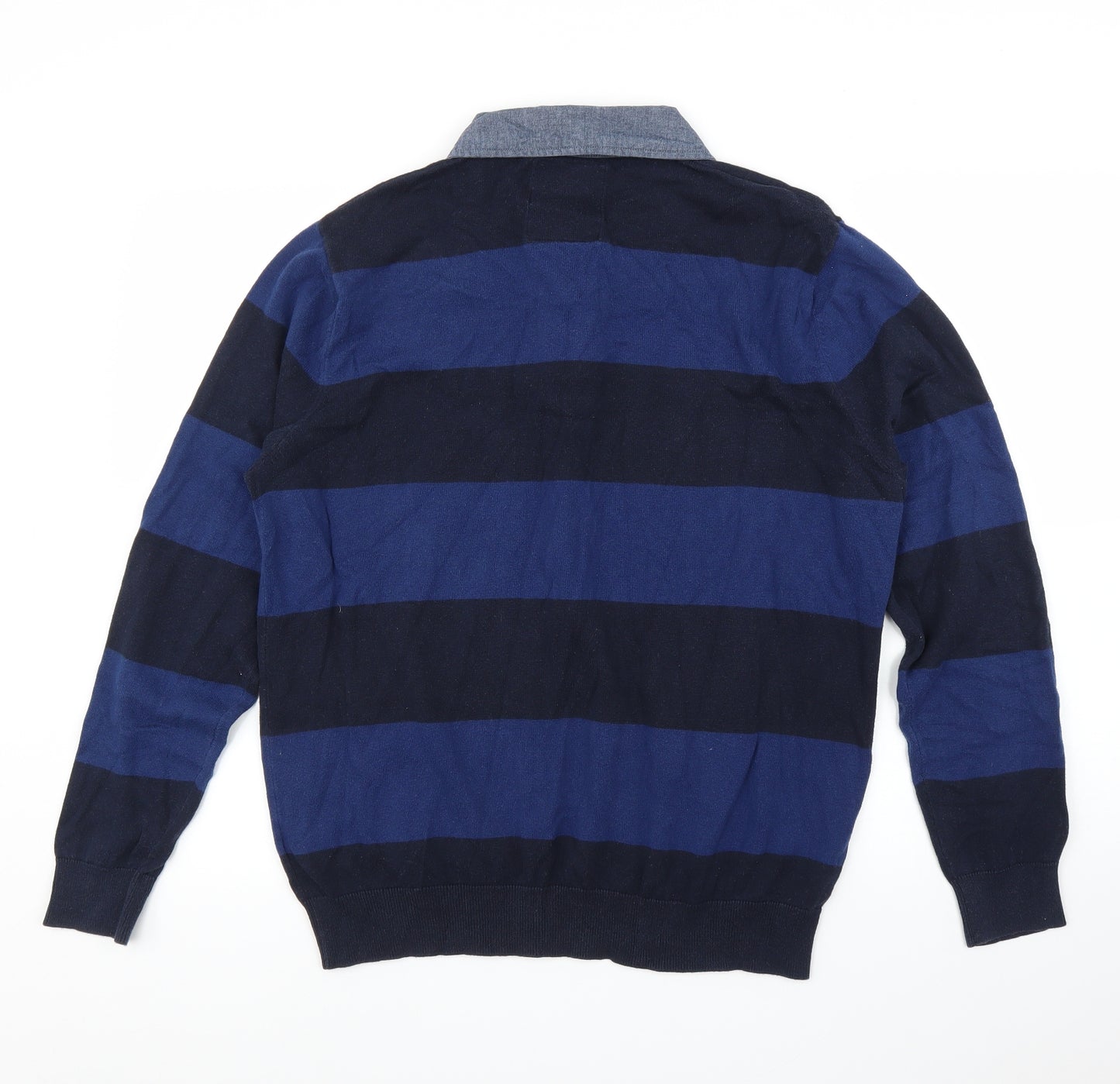 BHS Mens Blue Striped  Pullover Jumper Size L