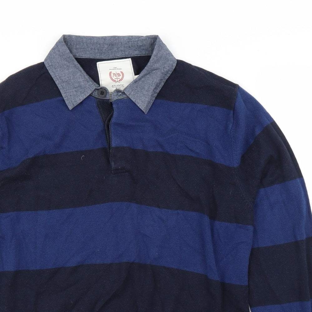 BHS Mens Blue Striped  Pullover Jumper Size L
