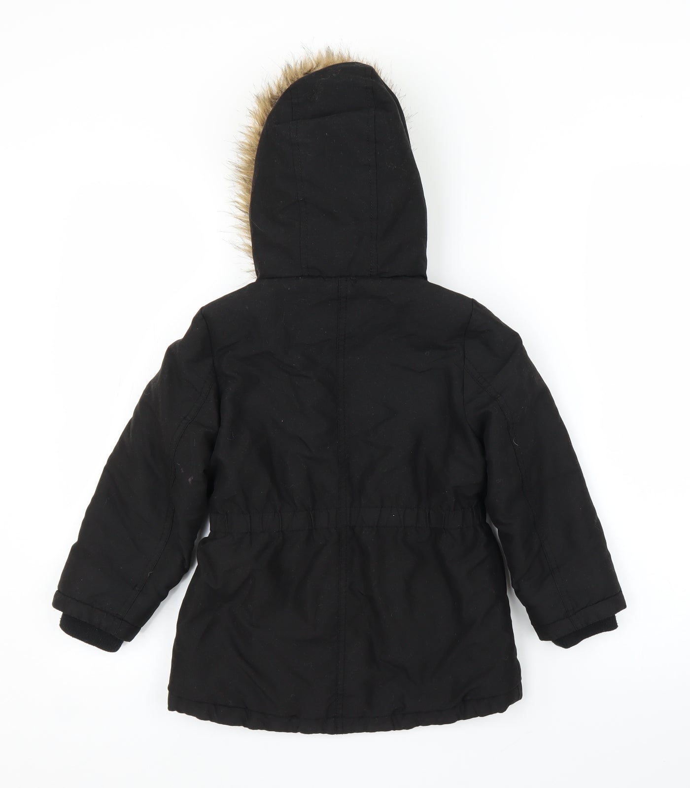 George Girls Black   Parka Coat Size 4-5 Years