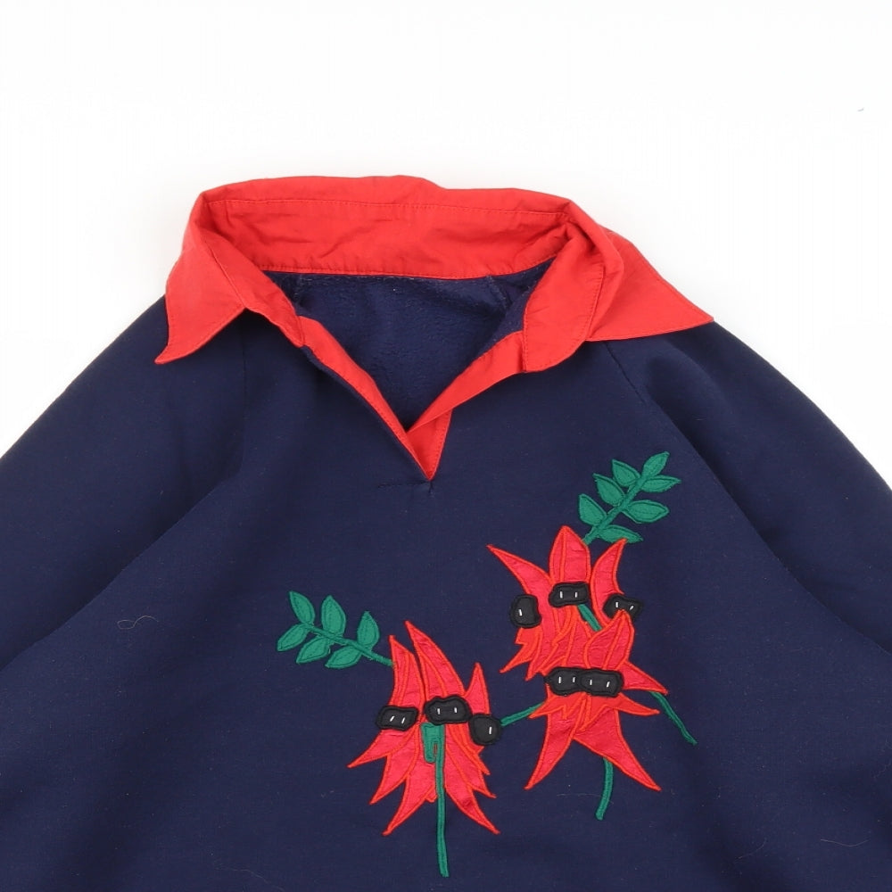 Preworn Womens Blue Floral  Pullover Jumper Size 14