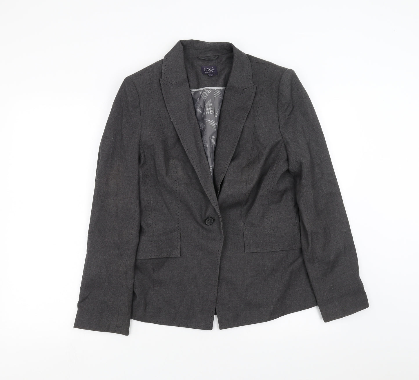 Marks and Spencer Womens Grey   Jacket Suit Jacket Size 12