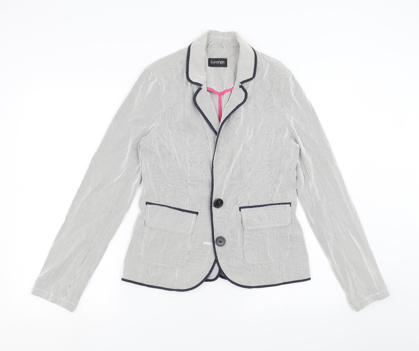 George Womens Grey Striped  Jacket  Size 10