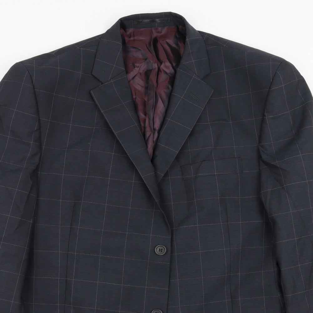 Daniel Hechter Mens Blue Check  Jacket Suit Jacket Size 44