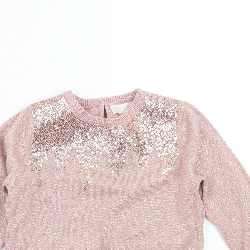 Primark Girls Pink  Knit Pullover Jumper Size 2-3 Years