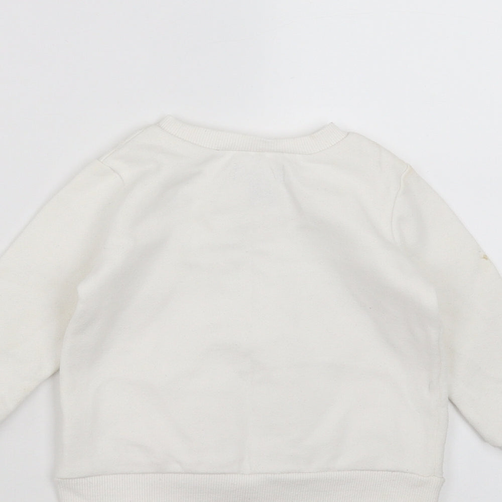 Primark Girls White   Pullover Jumper Size 18-24 Months  - reindeer