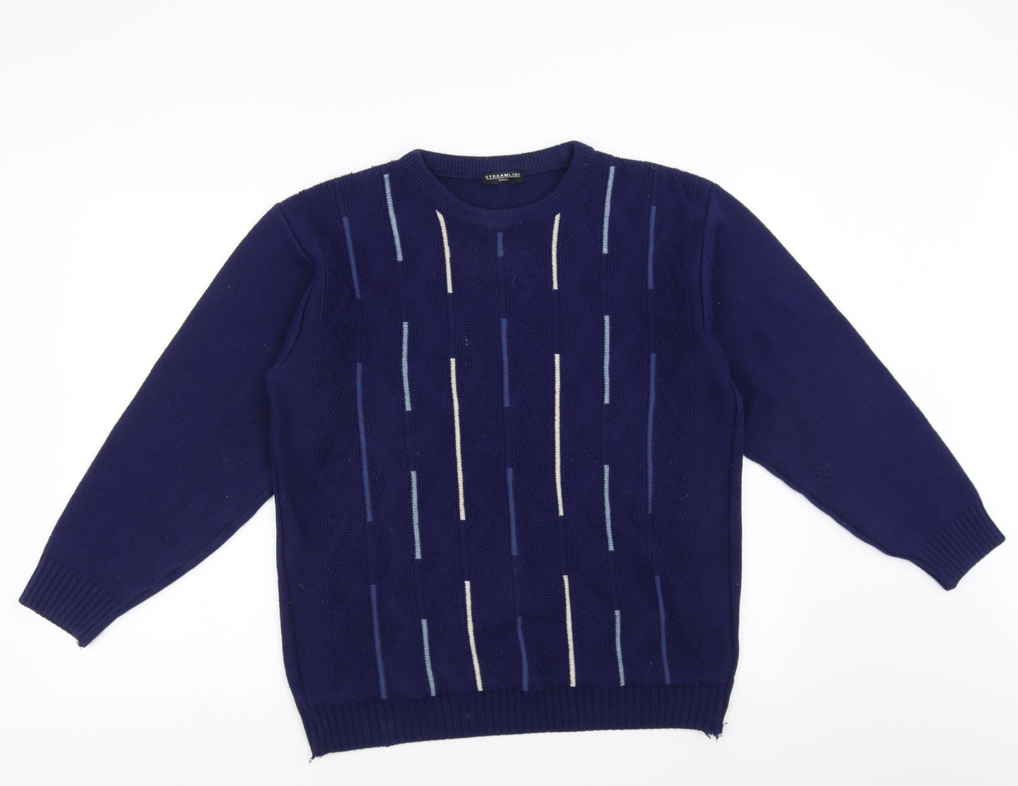 Streamline Mens Blue Geometric  Pullover Jumper Size S