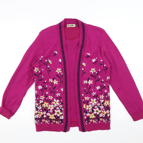 ARISTA Womens Pink Floral  Pullover Jumper Size 10