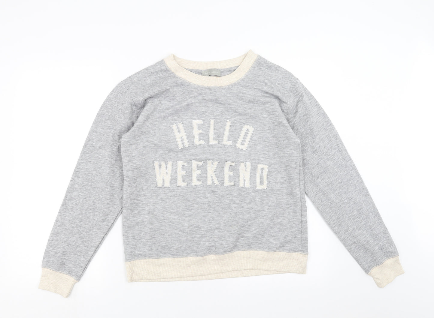 New Look Womens Grey   Pullover Sweatshirt Size 10  - Hello Weekend