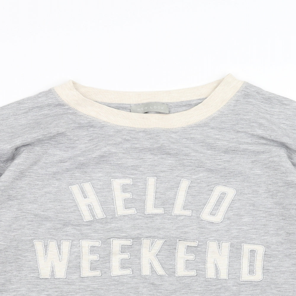 New Look Womens Grey   Pullover Sweatshirt Size 10  - Hello Weekend