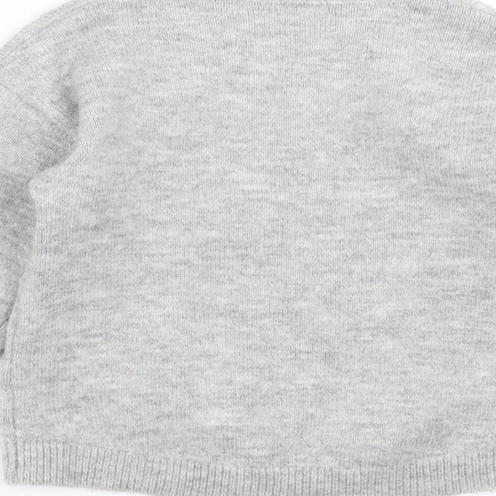 NEXT Girls Grey  Knit Pullover Jumper Size 8 Years  - heart pattern