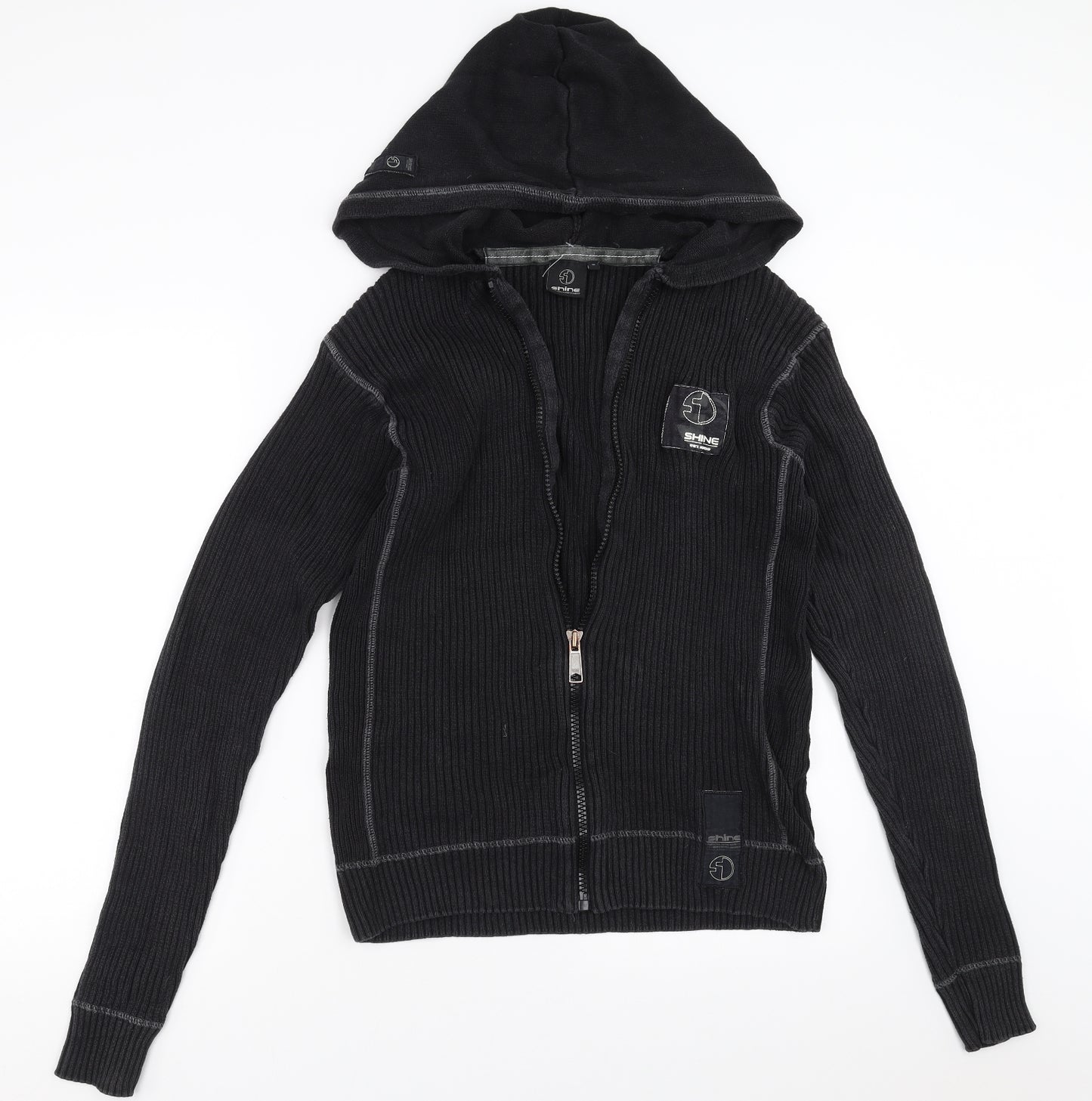 Shine Mens Black   Full Zip Hoodie Size L