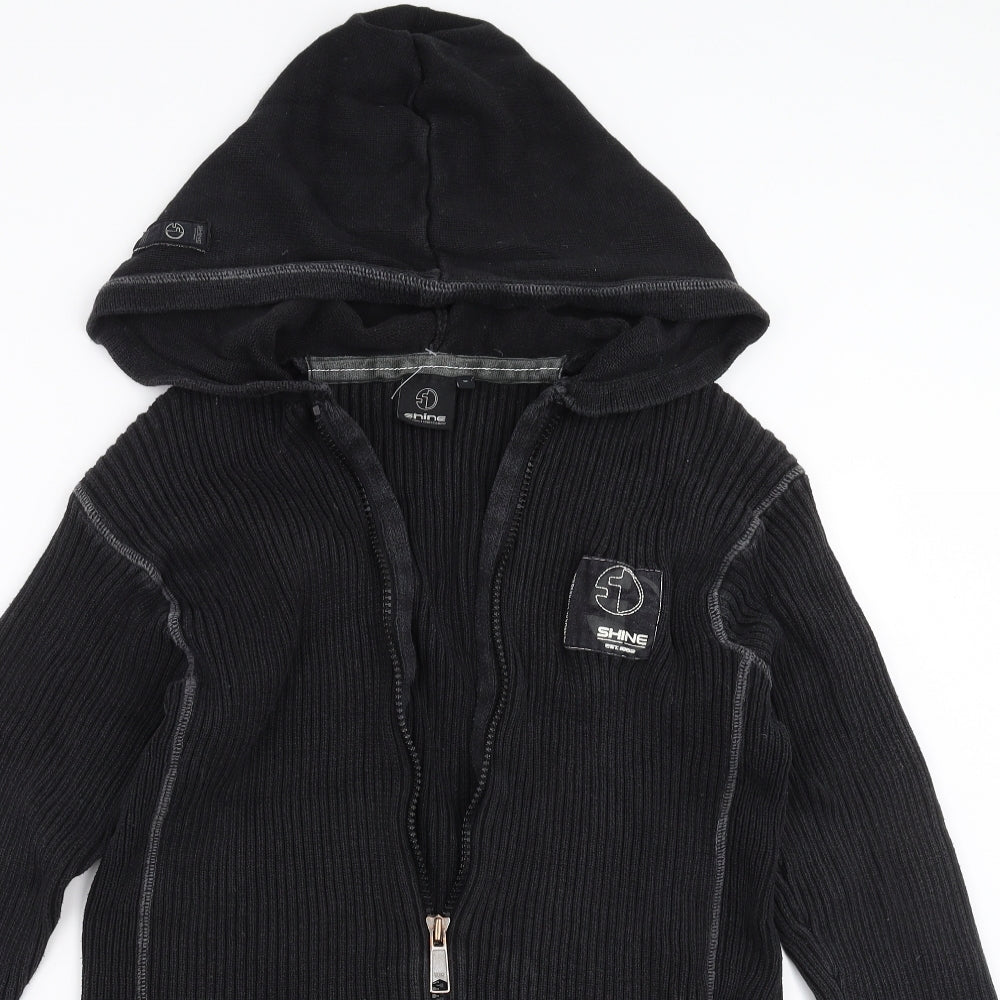 Shine Mens Black   Full Zip Hoodie Size L
