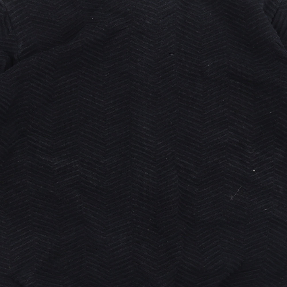 Kronstadt Mens Black Herringbone  Full Zip Jumper Size S