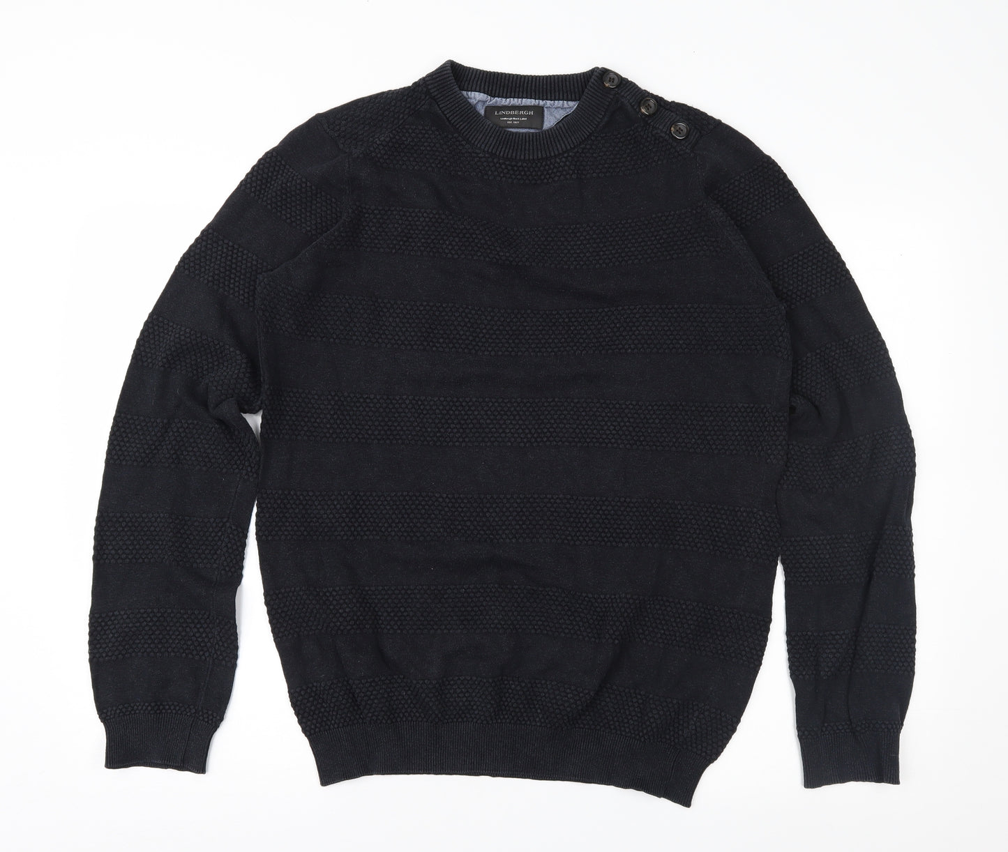 Lindbergh Mens Blue Geometric  Pullover Jumper Size M