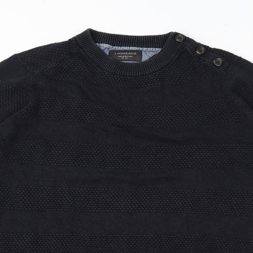 Lindbergh Mens Blue Geometric  Pullover Jumper Size M