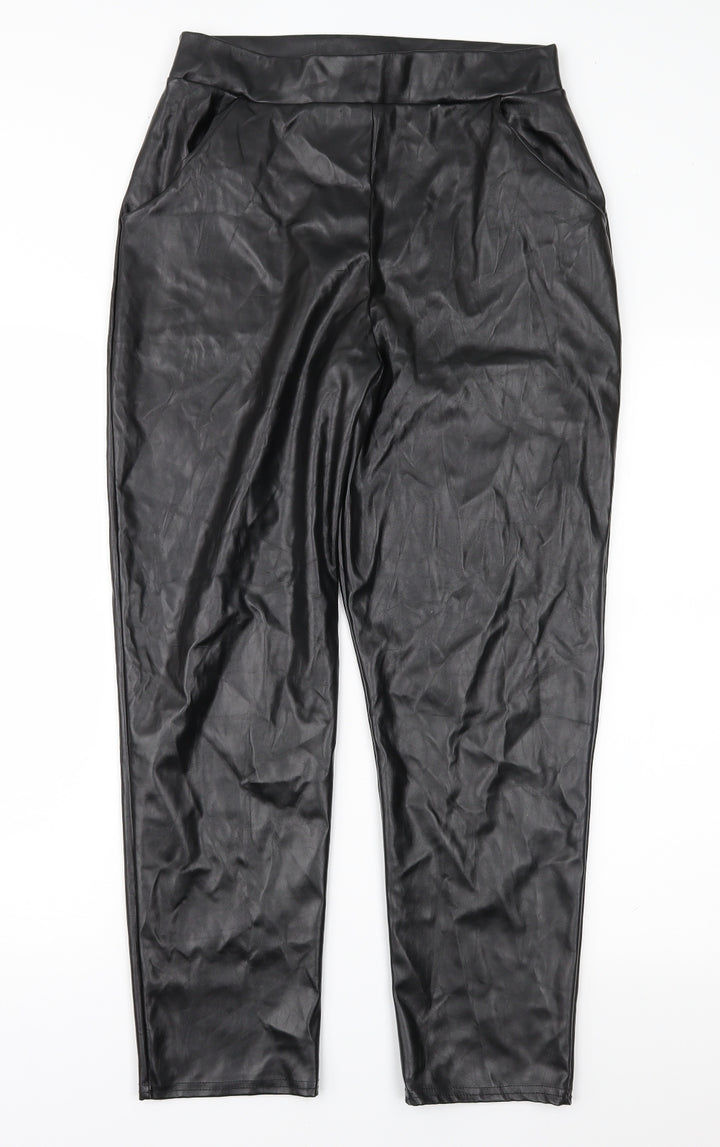 PRETTYLITTLETHING Womens Black Trousers Size 12 L26 in