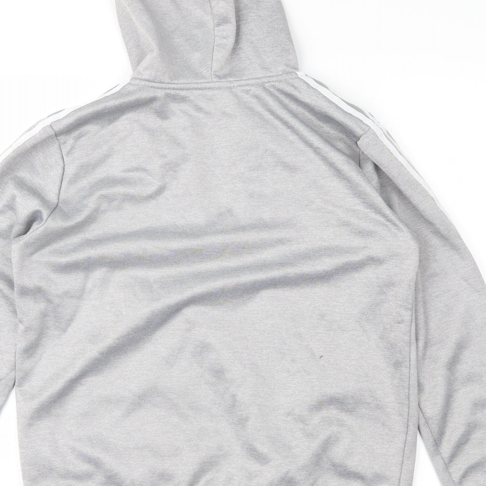 adidas Boys Grey Colourblock  Pullover Hoodie Size 13-14 Years