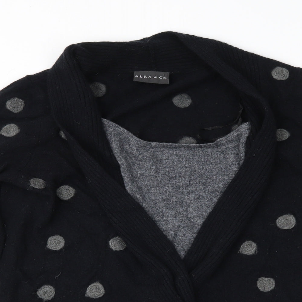 Alex & Co. Womens Black Polka Dot  Pullover Jumper Size 14