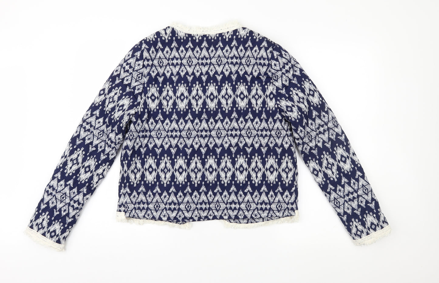 Atmosphere Womens Blue Geometric  Quilted Jacket Size 12