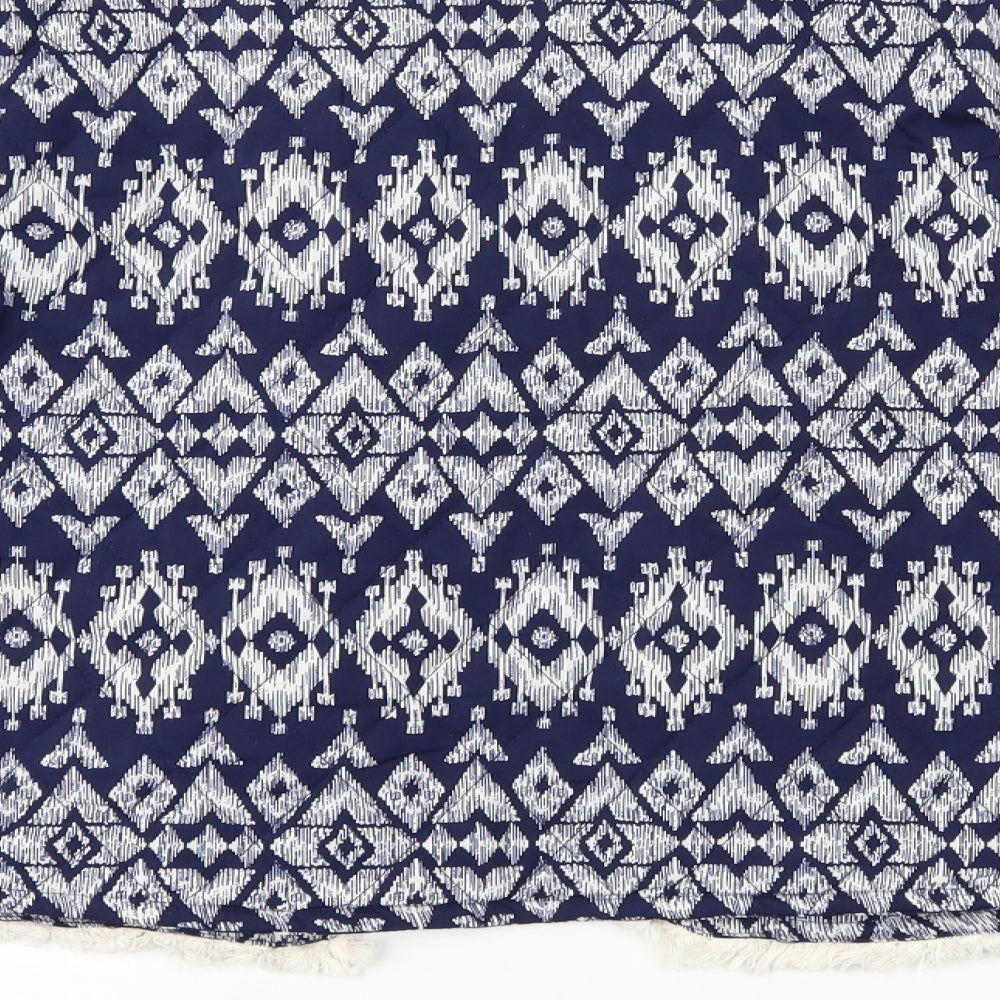 Atmosphere Womens Blue Geometric  Quilted Jacket Size 12