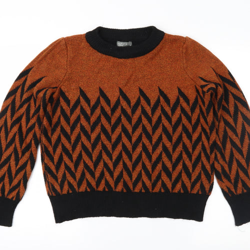 Papaya Womens Brown Geometric  Pullover Jumper Size M