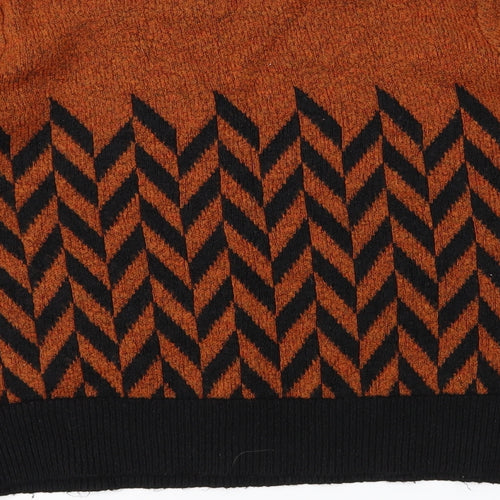 Papaya Womens Brown Geometric  Pullover Jumper Size M