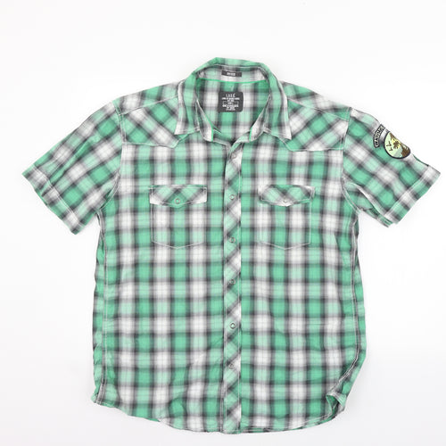 LOGG Mens Green Check   Button-Up Size L