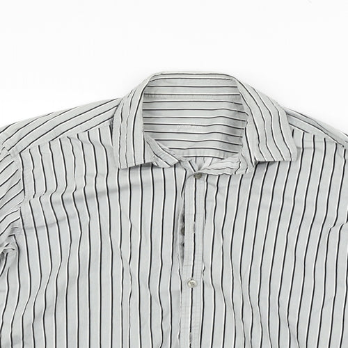 NEXT Mens Grey Striped   Button-Up Size L
