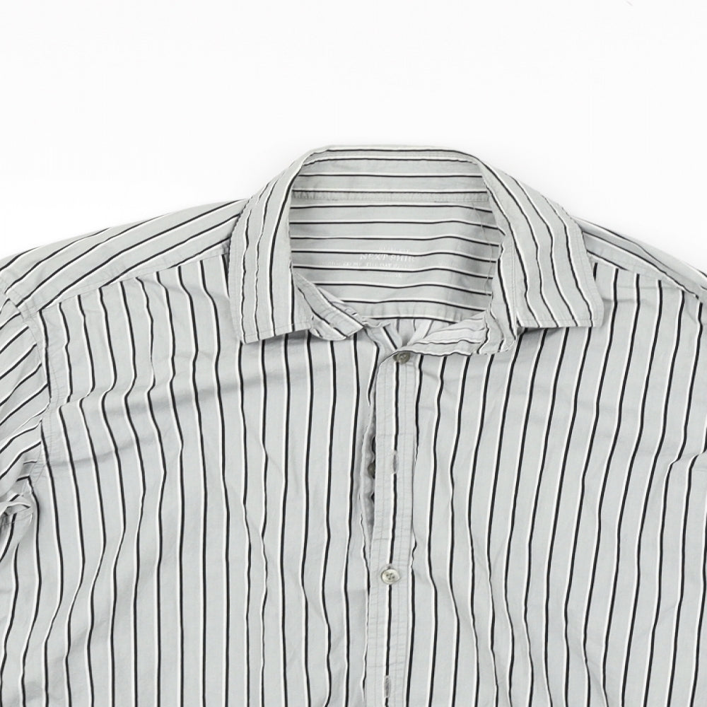 NEXT Mens Grey Striped   Button-Up Size L