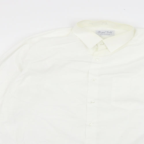 royal gold Mens Silver    Button-Up Size 16.5