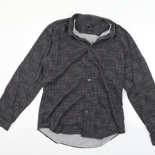 Autograph Womens Grey Check  Basic Button-Up Size L