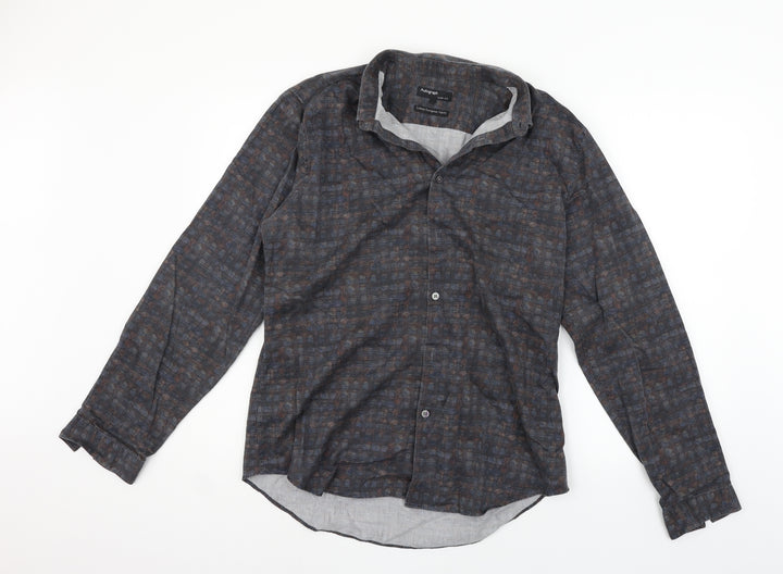 Autograph Womens Grey Check Basic Button-Up Size L