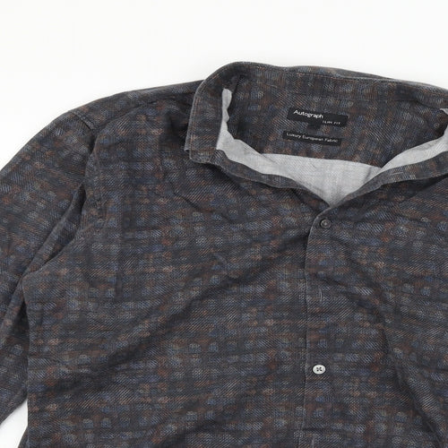Autograph Womens Grey Check  Basic Button-Up Size L
