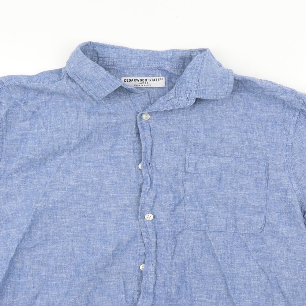 Cedar Wood State Womens Blue   Basic Button-Up Size L
