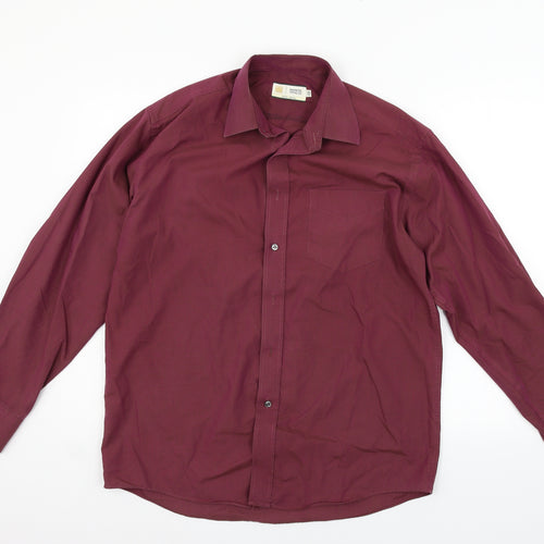 Marks and Spencer Mens Purple    Button-Up Size 15.5