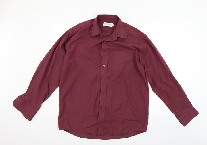 Marks and Spencer Mens Purple    Button-Up Size 15.5