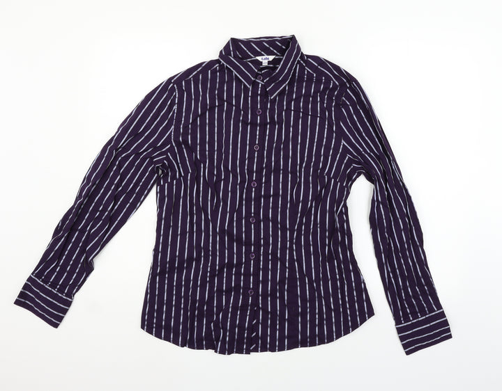 Tabi Mens Purple Striped Button-Up Size M