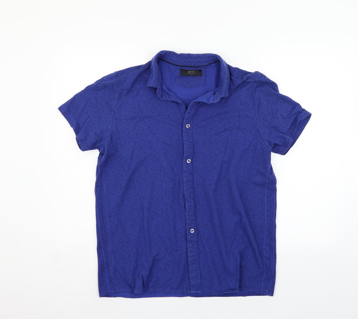 ACW85 Mens Blue Button-Up Size L