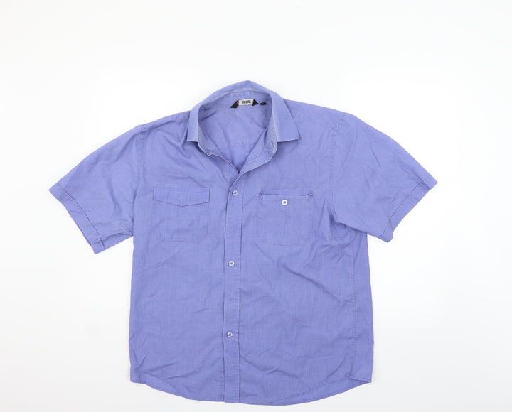 Vintage Mens Blue Button-Up Size L